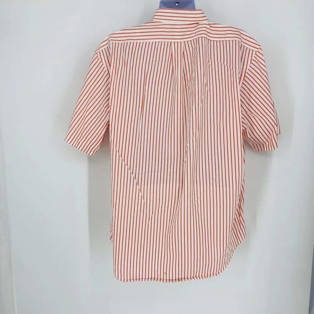 Vintage Polo Ralph Lauren Short Sleeve Red Pinstripe Button Up XL Crown Crest